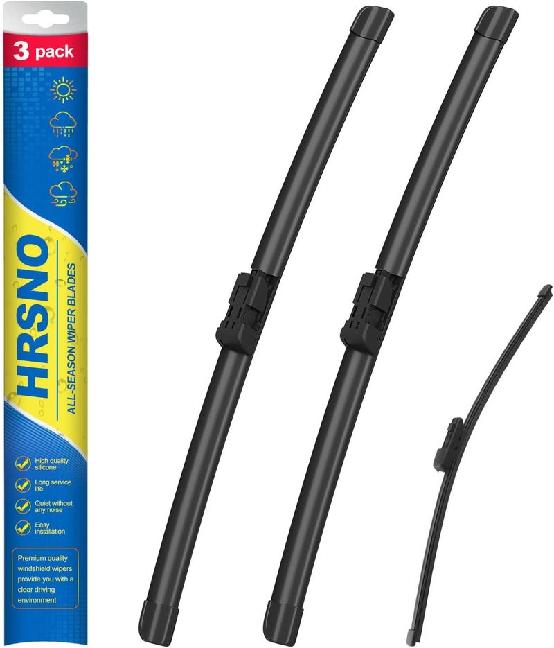 HRSNO 26"+22" Windshield Wipers With 12" Rear Wiper Blade Sets Automotive Replacement for VW Atlas 2018-2023,Atlas Cross Sport 2020-2023,Easy For Installation (Pack of 3) - Image 1